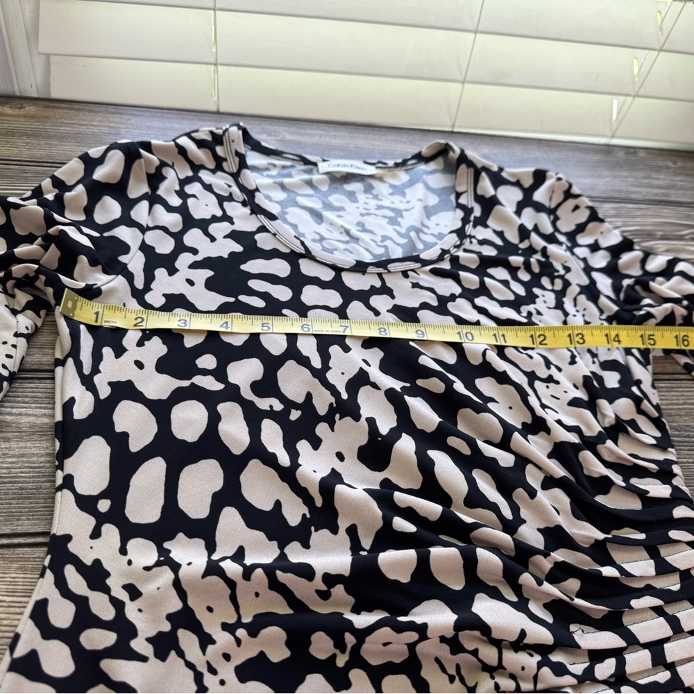 Calvin Klein Black and Cream Long Sleeve Dress Size 4 - Picture 10 of 14